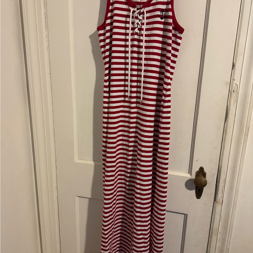 Tommy Hilfiger red white striped dress